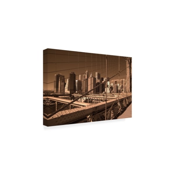 Monte Nagler 'Brooklyn Bridge And Lower Manhattan New York' Canvas Art,12x19